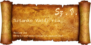 Sztanko Valéria névjegykártya